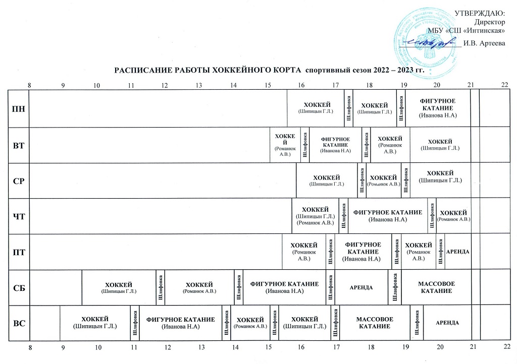 Расписание работы хоккейного корта спортивный сезон 2022 2023